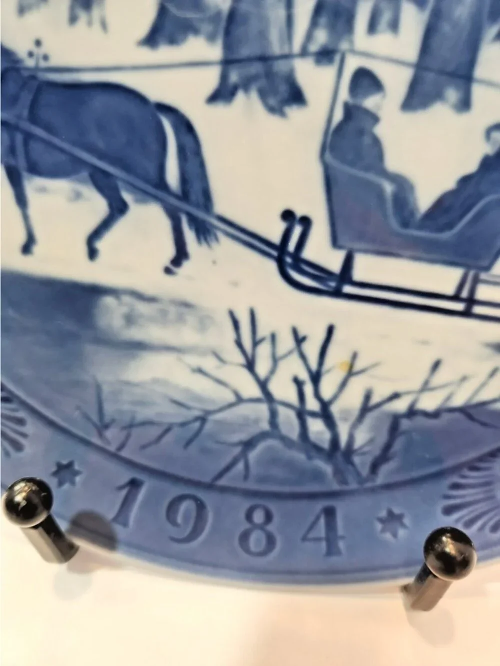Vtg 1984 Royal Copenhagen Jingle Bells Collector Plate Denmark Blue White